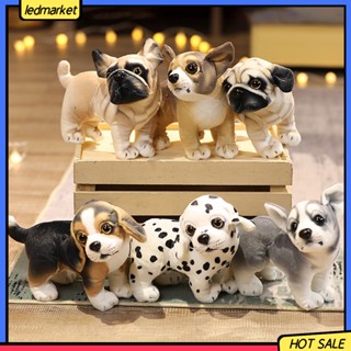 [Ledmarket] Dog Plush Toy High Simulation Strong Flexibility Washable Kids Gifts Pug Bulldog Husky Dalmatian Plush Dolls for Dorm