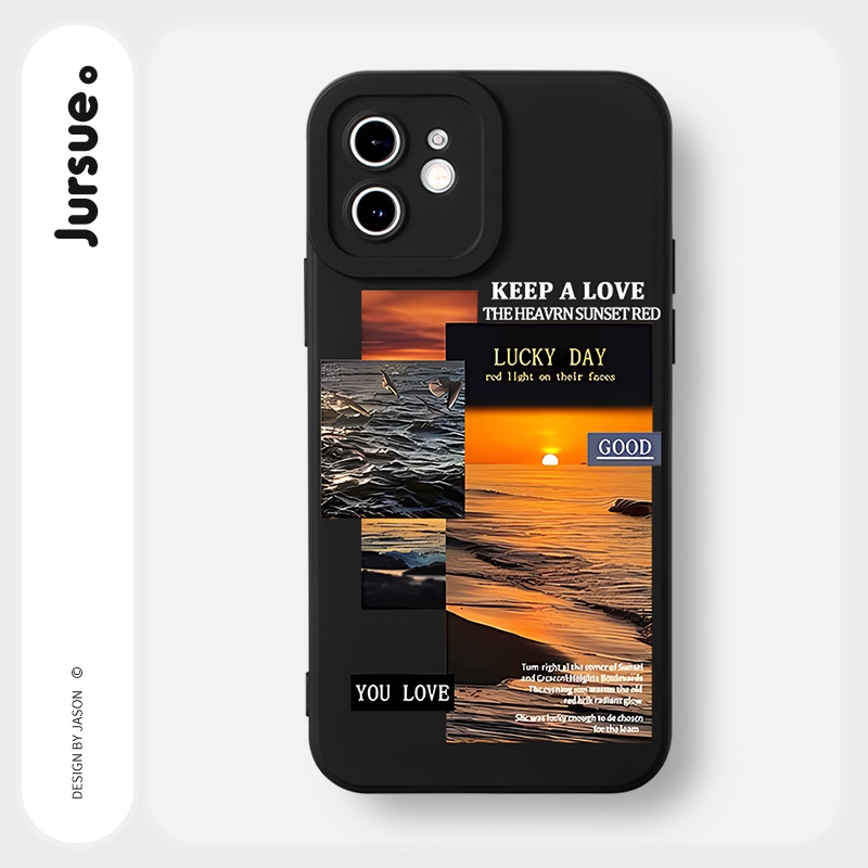 JURSUE เคสไอโฟน เคสซิลิโคนนุ่มกันกระแทกน่ารักตลก เคสโทรศัพท์ สีดำ Compatible for iPhone 17 16 15 14 13 12 11 Pro Max SE 2020 X XR XS 8 7 Plus พลัส Y2486