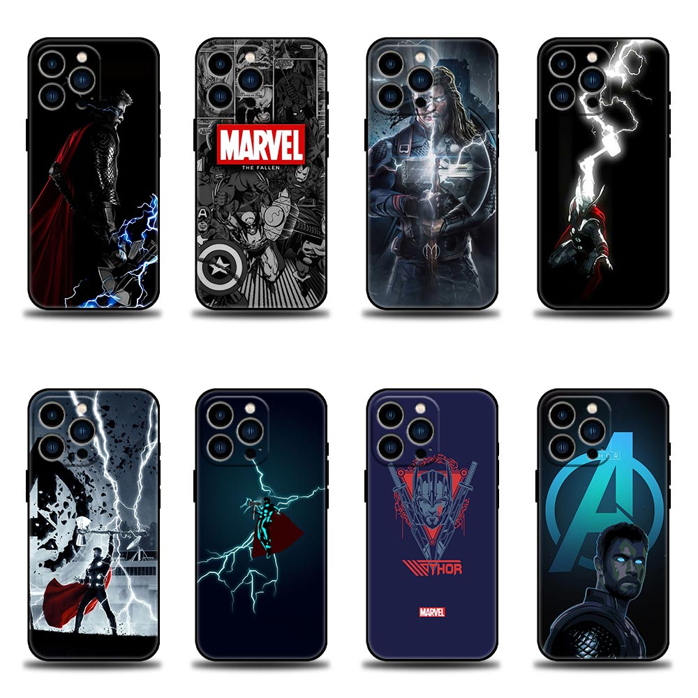 เคสโทรศัพท์มือถือ แบบนิ่ม ลายค้อนทุบ Avengers Thor Marvel Break Storm สีดํา สําหรับ iPhone 11 12 13 14 Pro 7 8 SE X XR XS Max Mini Plus
