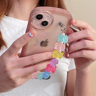 เคสโทรศัพท์มือถือ ลายหมี สีแคนดี้ พร้อมสายคล้องมือ สําหรับ Samsung A03 A30S A10 A10S A11 A12 A22 A22S A32 A52 A52S