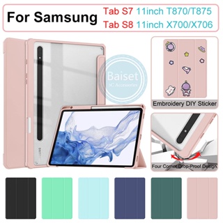 เคสหนังอะคริลิคใส แบบบางพิเศษ กันกระแทก สําหรับ Samsung Tab S8 X700 X706 S7 T870 T875 11 นิ้ว