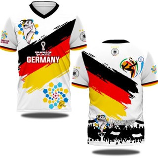 เสื้อกีฬาแขนสั้น ลายทีมชาติฟุตบอล German fiva world cup ชุดเยอรมัน