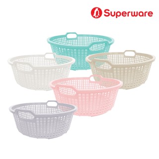Srithai Superware ตะกร้าอเนกประสงค์ทรงกลมแบบเตี้ย  ขนาด 46x16 ซม.ตะกร้าพลาสติกทรงกลม