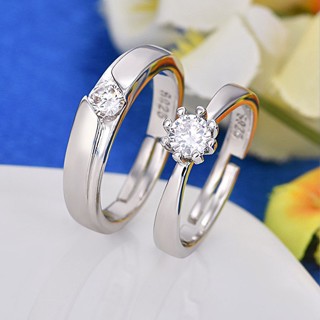 Women Men Silver Fashion Jewelry Platinum Diamond Crystal Wedding Engagement Couple Rings