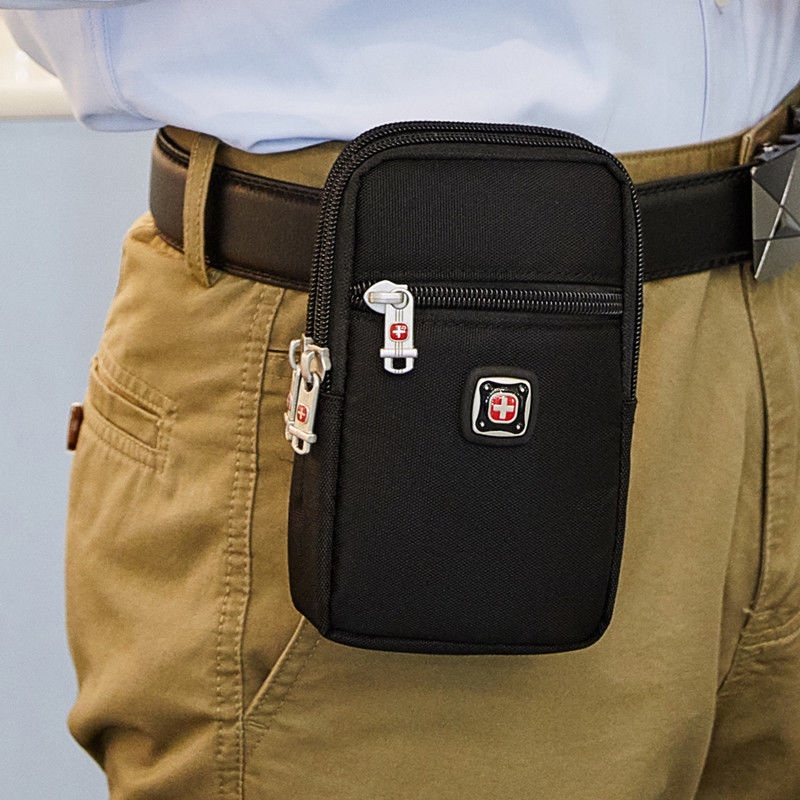 เวอร ์ ชั ่ นเกาหลี · Swiss Army Knife Small Pouch Mobile Phone Male Large Screen Wear Belt Mobile Phone Bag Sports Casual Canvas Belt Bag