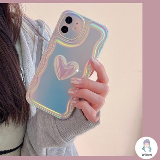 เคสโทรศัพท์มือถือ TPU นิ่ม ไล่โทนสี กันฝุ่น ลายหัวใจ 3D สําหรับ IPhone 14 13 12 11 Pro Max XS XR 8 7 Plus