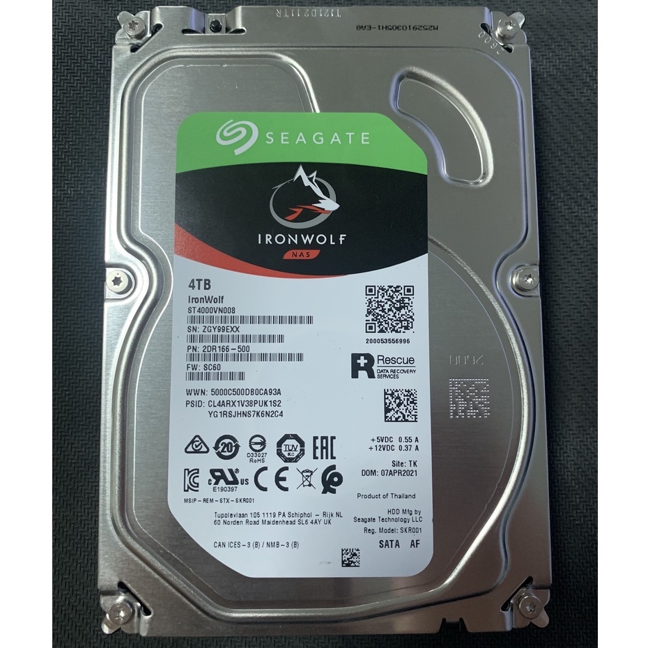 Seagate Ironwolf ขนาด 4 TB (ST4000VN008) Harddisk (HDD) 4 TB มือสอง จัดส่งฟรี !! 🔥
