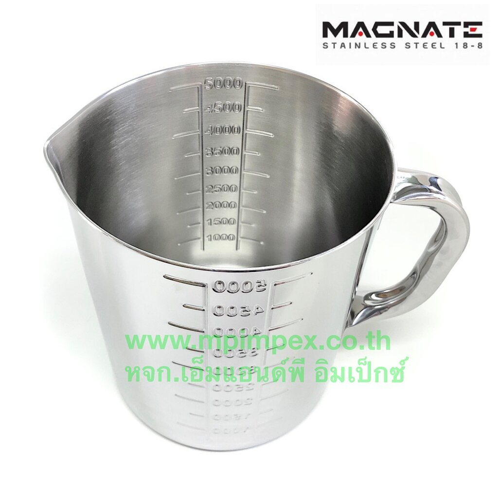 MAGNATE™ 5000 มล. บีกเกอร์สแตนเลส มีหูจับ ถ้วยตวง/กระบอกตวงสแตนเลส 18.1×21.4 ซม.