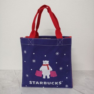 กระเป๋าสตาร์บัคส์​ xmas Tote Bag​ gift bag xmas ลายกระต่ายสีม่วงแดง ของใหม่ ของแท้ จากshop​ มือหนึ่ง พร้อมส่ง