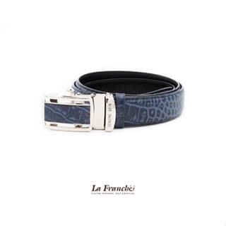 La Franche - เข็มขัดหนังวัว Autolock Croco Blue  Code #2AL0115