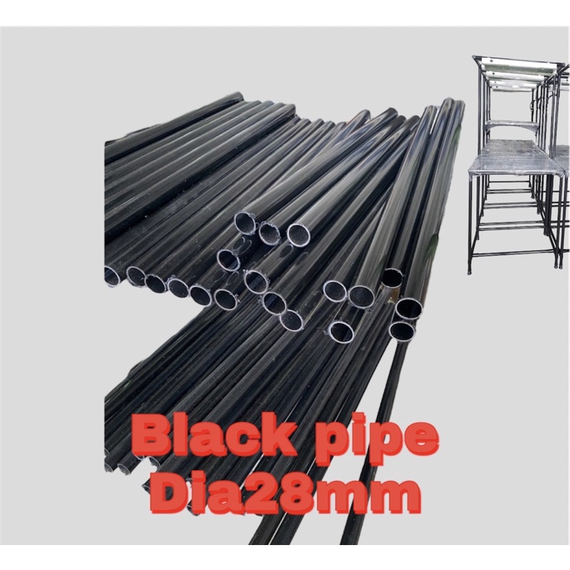 ท่อเหล็กเคลือบพลาสติกสีดำ, Black pipe dia28, pipe & joint system, ท่อ DIY