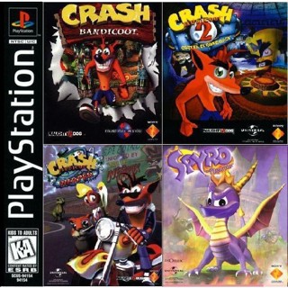 แผ่น PS1 🔸  แผ่นเดียว มี 4 เกมส์  มี Crash Bandicoot 1-2-3   และ  Spyro The Dragon