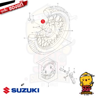 ดุมล้อหลัง HUB, REAR WHEEL แท้ Suzuki Hayate 125 / Skydrive 125 / Jelato 125 / Step 125