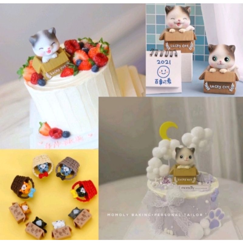 ตุ๊กตาแต่งเค้ก  แมวกล่อง  ใช้แต่งเค้ก