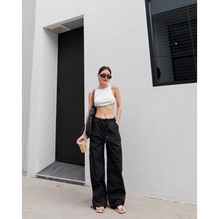 newlooksbkk GP5558 Y2K pants style กางเกงผ้าร่มเอวรูดเชือก ปลายขาสามารถรูดเชือก