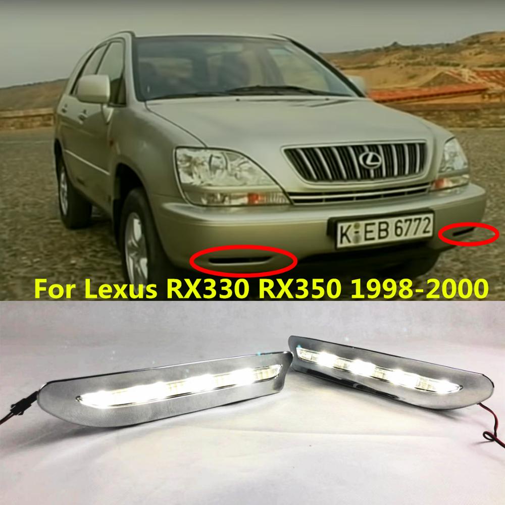 LED ไฟวิ่งกลางวันสำหรับเล็กซัส RX300 RX330 RX350 1998 1999 2000อุปกรณ์เสริมในรถยนต์กันน้ำ ABS 12โวลต์ DRL ไฟตัดหมอกตกแต่