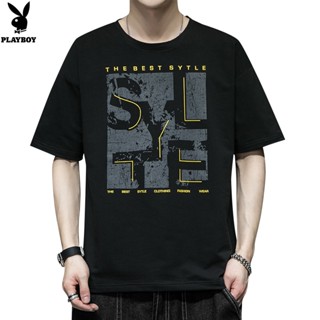 PLAYBOY Solid Color Short Sleeve Printed T-shirt Mens Thin