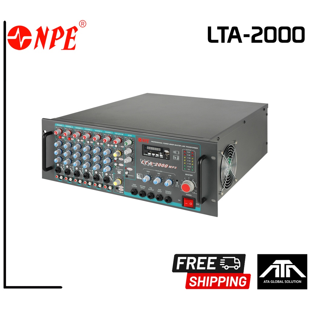 NPE LTA-2000MP3 POWERMIXER+LINE+USB พาวเวอร์มิกเซอร์เครื่องขยายเสียงตามสาย 2000 วัตต์ MP3 USB LTA 2000MP3 LTA2000MP3
