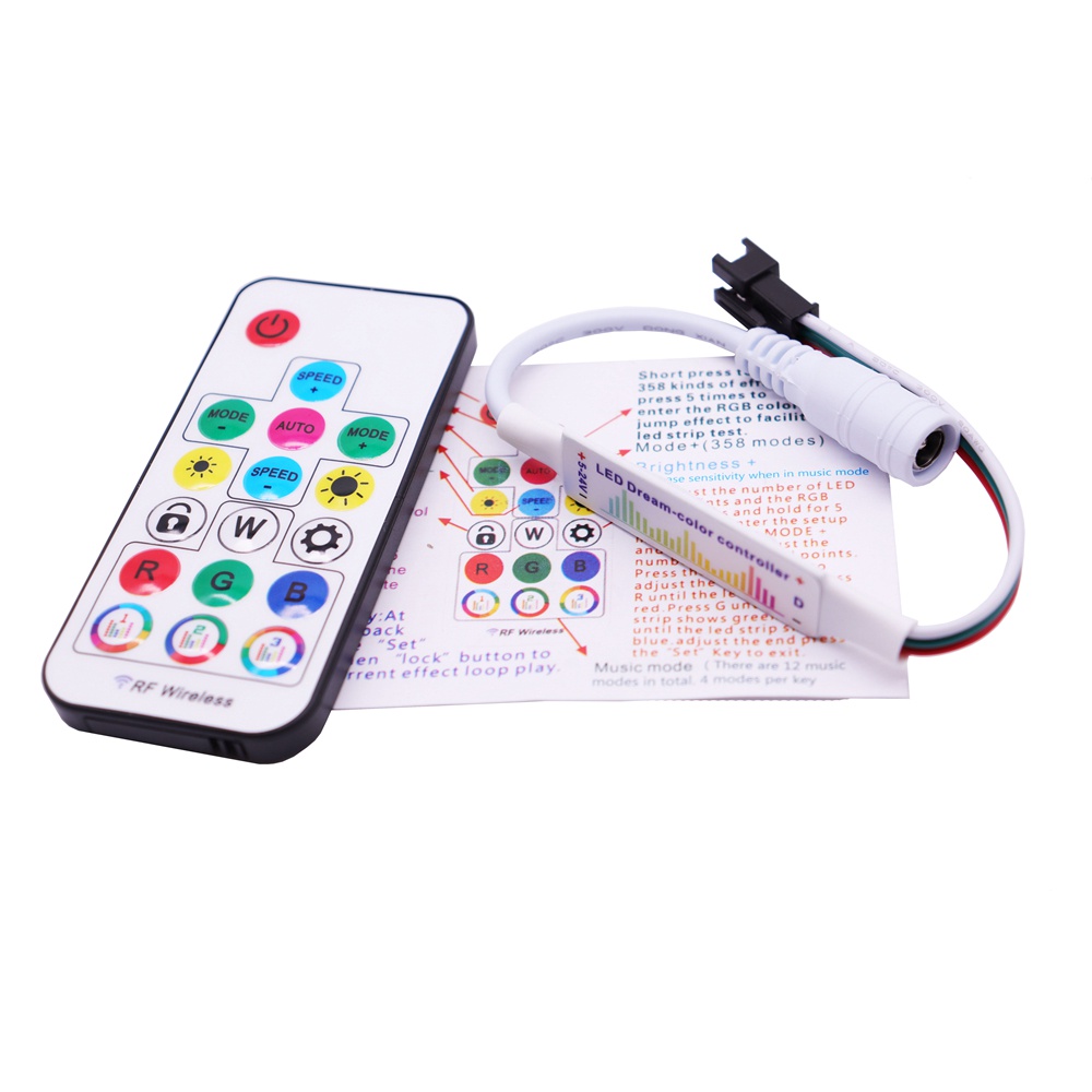 Led Strip Light Music Controller MINI 17Keys RF รีโมทคอนโทรล 370 โหมดสําหรับ WS2812B WS2811 RGB DC/USB 5-24V ราคา ถูกที่สุด ดีลบีเคเค รูปภาพหลัก