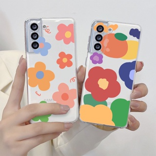 เคสซิลิโคนนิ่ม แบบใส ลายดอกไม้ สําหรับ Samsung A34 A54 S9 S10 S20 S21 Plus S22 Ultra S21 FE Note 8 9 10 Plus 20 Ultra