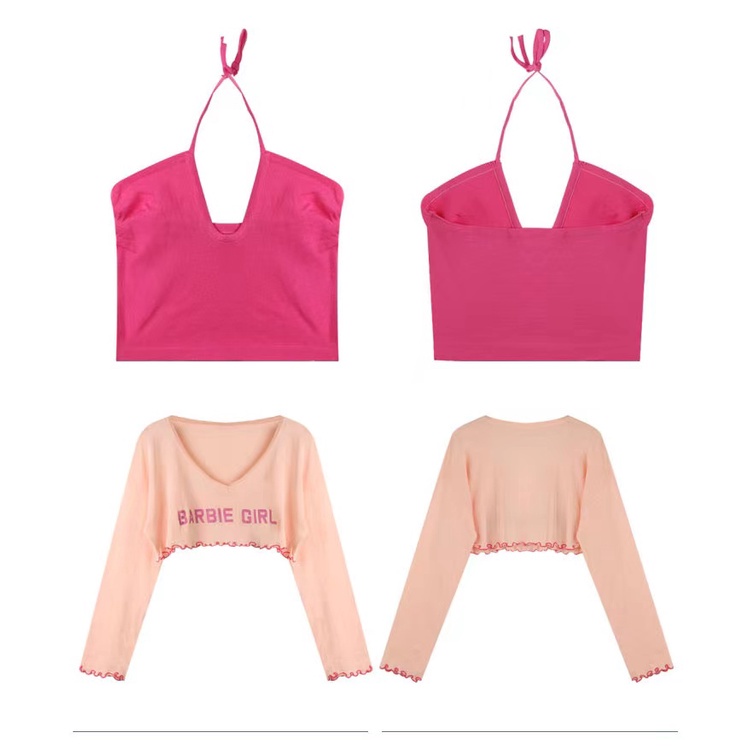 ส่งทันที Cici (NO. 2076)SET2ชิ้น เสื้อสายเดี่ยวคล้องคอ+เสื้อครอปแขนยาวดีเทลขอบระบายคอวีลึก สวย ราคา ถูกที่สุด ดีลบีเคเค แกลเลอรีภาพที่ 5