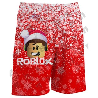 *ENX* Roblox กางเกงขาสั้น พิมพ์ลายกราฟฟิคคริสต์มาส 3D แฟชั่น สําหรับเด็กผู้ชาย และเด็กผู้หญิง