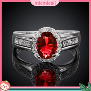 (micmicell) women  s แหวนเพชร Cubic Zirconia ชุบเงินทรงรี