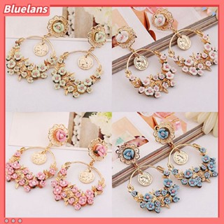 ’s Flower Dangle Statement Ear ต่างหูแบบติดหู Jewelry Gifts