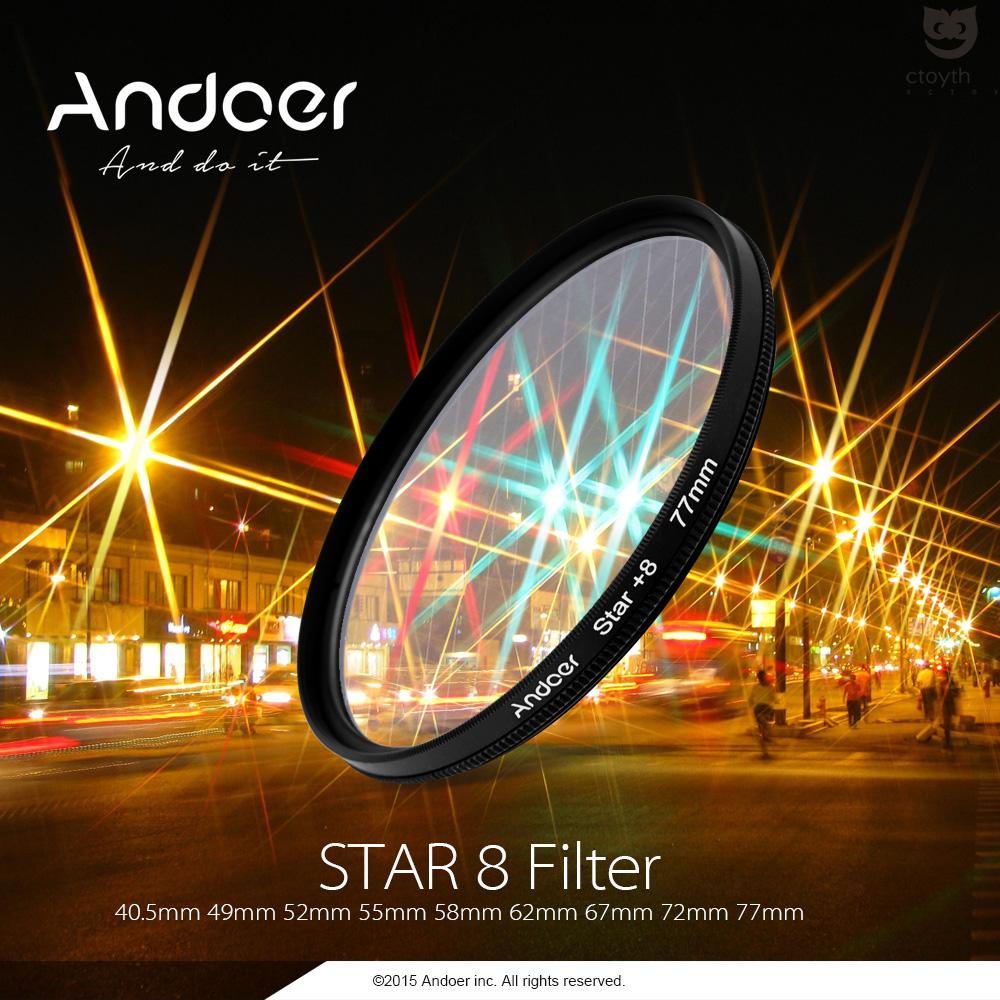 Andoer ชุดฟิลเตอร์กรองแสง UV CPL+Close-Up+4 +Star 8-Point 62 มม. สําหรับ Macro Close-Up Star 8-P #8