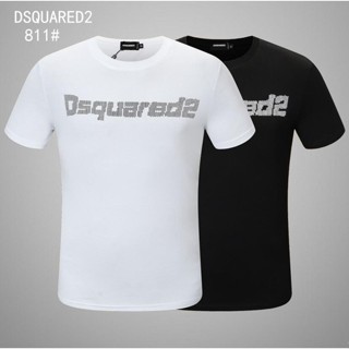 เสื้อเชิ้ต Dsquared2 ฤดูร้อนผู้ชายผู้หญิงพิมพ์จดหมายคอแขนสั้นถนนฮิปฮอปผ้าฝ้ายบริสุทธิ์เสื้อยืดที