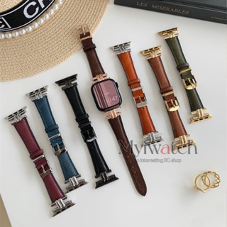 สายนาฬิกาข้อมือ สายหนังวัวแท้ สไตล์เรโทร สําหรับ iwatch serise 8 ultra 7 SE 6 3 4 5 iwatch Band 49 มม. 41 มม. 45 มม. 44 มม. 40 มม. 42 38 มม.