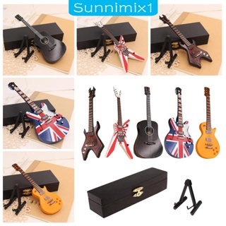 [Sunnimix1] โมเดลกีตาร์ไฟฟ้า แบบไม้ 1/6 สําหรับตกแต่งบ้านตุ๊กตา ห้องนั่งเล่น