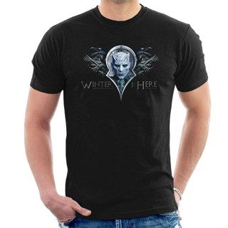 เสื้อยืดผ้าฝ้าย Sanc6 {พร้อมส่ง เสื้อยืดแขนสั้น พิมพ์ลาย WINTER IS HERE Game of thrones Walkers coming C48 พลัสไซซ์ ของข