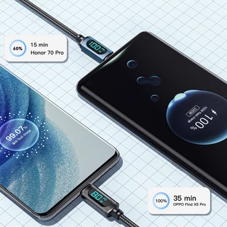 Essager 7A 100W USB เป็น Type C สายเคเบิล จอแสดงผลดิจิตอล QC PD สายชาร์จเร็ว สําหรับ Samsung Realme