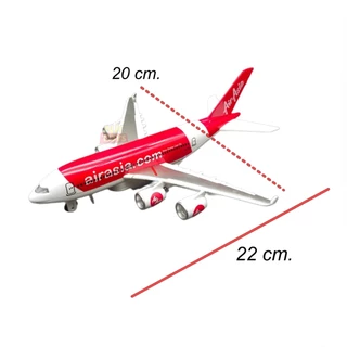 โมเดลเครื่องบิน Air Asia โครงเหล็ก มีไฟ-มีเสียง วิ่งได้ เครื่องบิน ขนาด ยาว22cm.xกว้าง20cm. 380A # 380T # 380Y # 77731 #