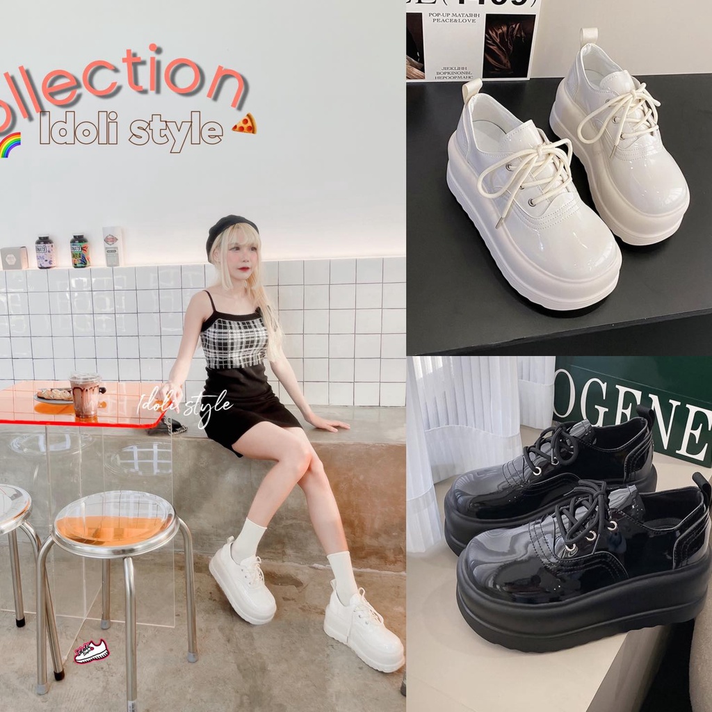 Idoli style รองเท้าผ้าใบเสริมส้นแนวเกาหลี พร้อมส่งในไทย