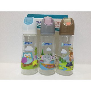 Sale ปิดกิจการ!! Attoon ขวดนม Hygienic 2 tone ชุด ซาฟารี GIGGLES 8 ออน แพ็ค 3 ขวด ขวดนมแอทตูนทูโทน GIGL