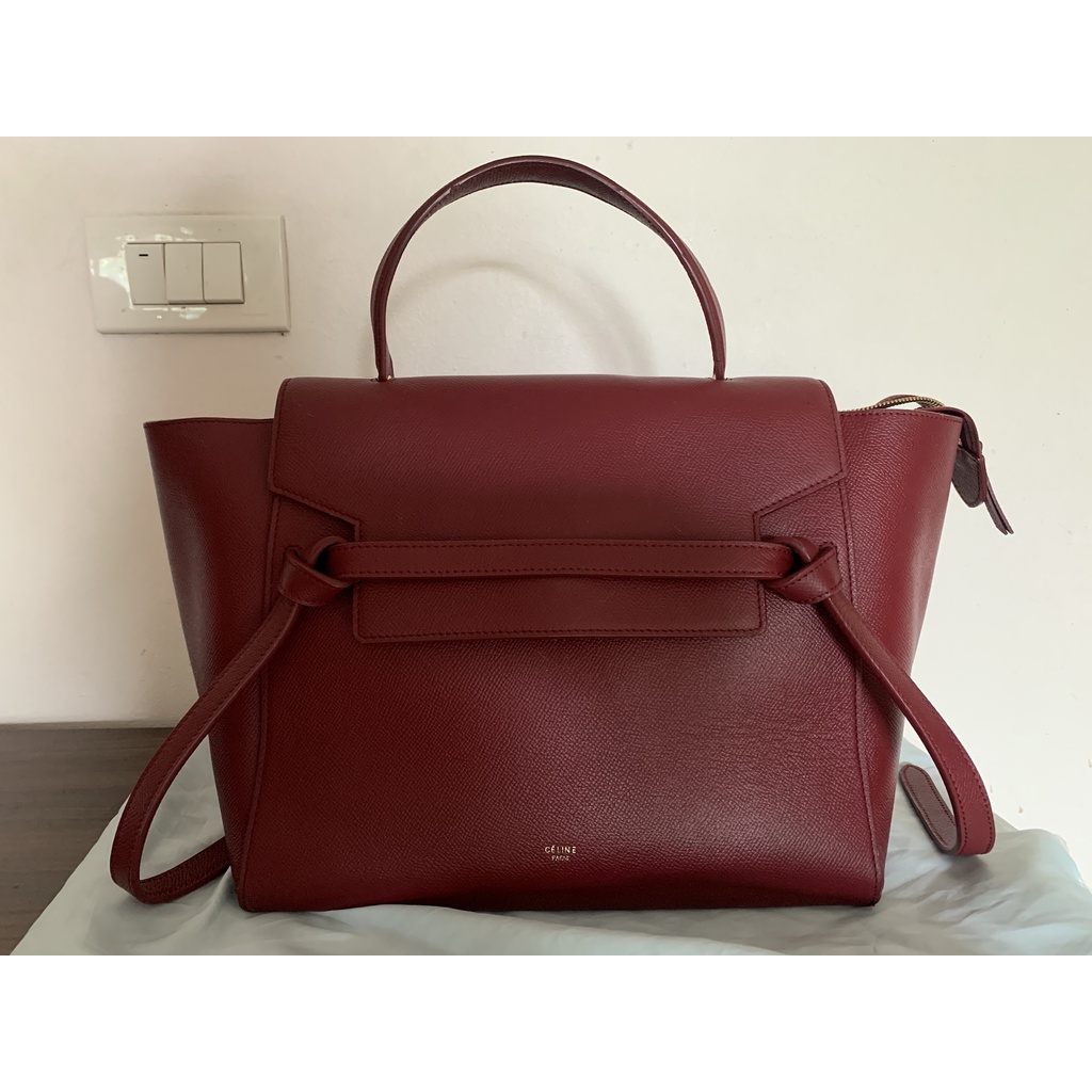กระเป๋า เซลีน Celine Mini Belt Bag 11” Burgundy Red Hardware มือสอง งานลุ้นแท้