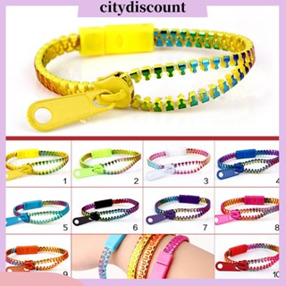 &lt;citydiscount&gt;  สร้อยข้อมือโซ่ มีซิป สีสันสดใส สร้างสรรค์ เครื่องประดับ สําหรับนักเรียน ผู้ชาย ผู้หญิง