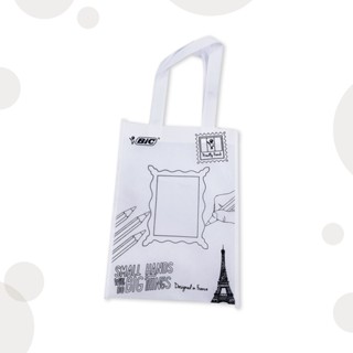 BIC กระเป๋าผ้า กระเป๋าผ้าดิบ กระเป๋า DIY สามารถเพ้นท์ได้ [ 1 ชิ้น ]