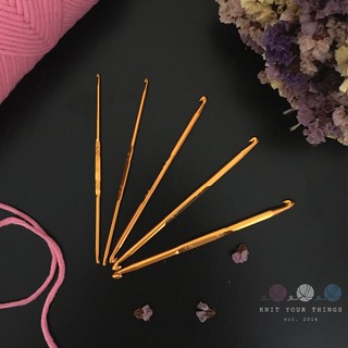 เข็มถักโครเชต์ 2 หัว สีทอง สำหรับงาน เข็มควัก เข็มฟัก diy crochet needles