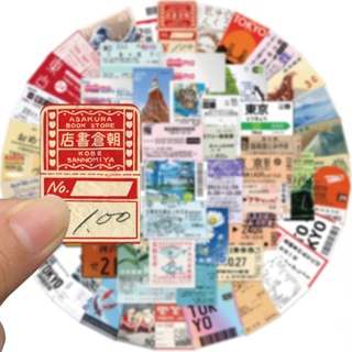 ✨พร้อมส่ง✨ป้ายสังกะสี วินเทจ ของเล่นเก่า Japan tokyo POSTAGE ภูเขาฟุจิ coffee stamp sticker ประทับ การท่องเที่ยว 60ชิ้น