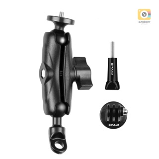 PULUZ PU702B Motorbike Rear-view Mirror Mount Bracket Motorcycle Sports Camera Holder 1/4 Inch Screw with Sports Camera Mounting Adapter Replacement for   11/10/9/8 INSTA3