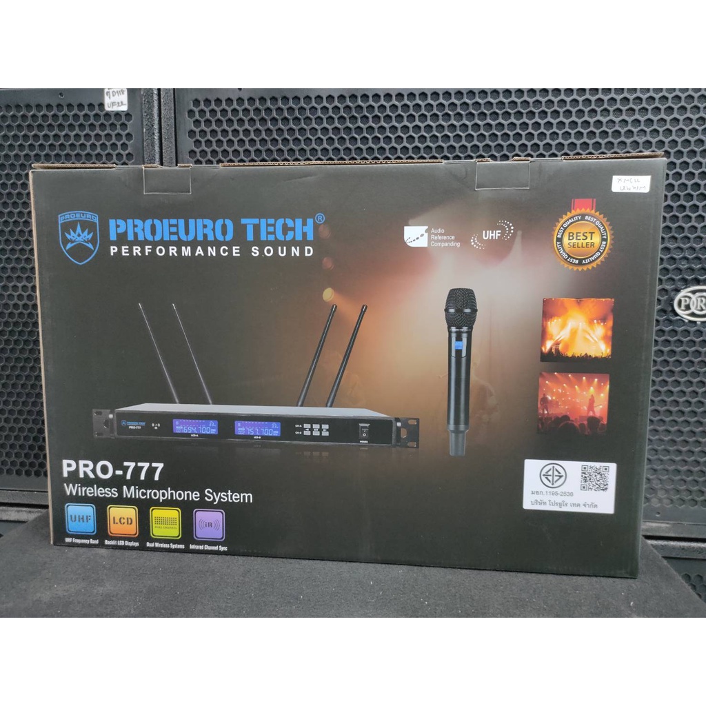 PROEUROTECH PRO-777 ไมค์ลอย UHF 4เสาสัญญาณ  รุ่นใหม่ ปรับความถี่ได้ ความถี่ใหม่ มีกระเป๋า โปรยูโรเทค