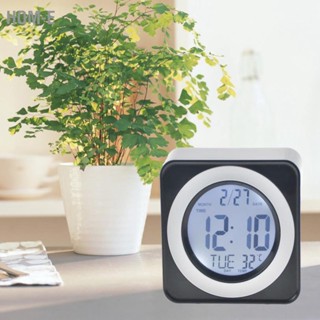 Hom-E Voice Control Back Light LCD Clock Squared Electronic with Calendar Temperature Display