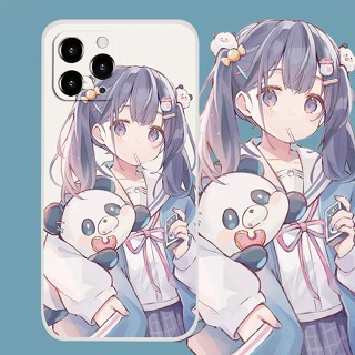 Panda Girl~เคสไอโฟน iPhone 7plus 12 11 pro max เคส iPhone 13 14 pro phone case 7 8plus TPU 8พลัส Xr Xs X cover นิ่ม