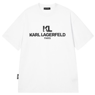 เสื้อยืดคอกลม แขนสั้น ผ้าฝ้าย พิมพ์ลาย Karl Lagerfelds สวมใส่สบาย สําหรับผู้ชาย และผู้หญิง