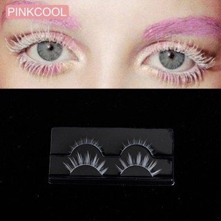 PINKCOOL ขนตาปลอม แบบนุ่ม สีขาว ด้านบน และล่าง 2 คู่