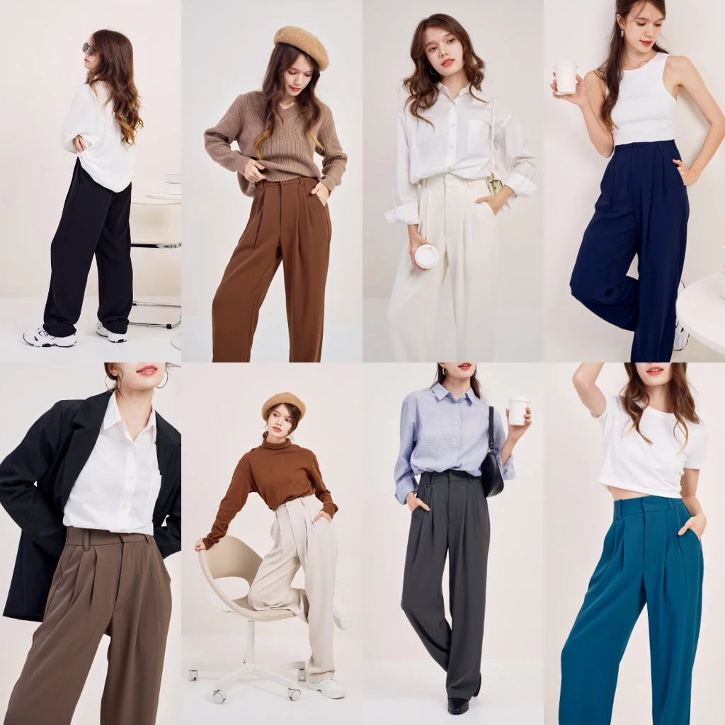 Marshmallow Pants Vol.2 สีใหม่ กางเกงทรงกระบอกผู้หญิง กางเกงทำงาน เอวสูง ผ้าลื่นเย็นสบาย