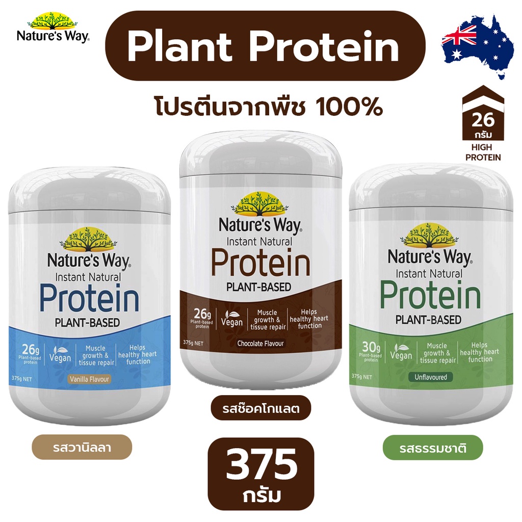 Plant Protein 1 กระปุก: โปรตีนพืช โปรตีนสูง เวย์โปรตีน Nature's Way Instant Protein Powder